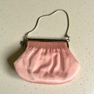 VINTAGE Time Capsule Pink Gold Kisslock Closure Satin Cocktail Bag